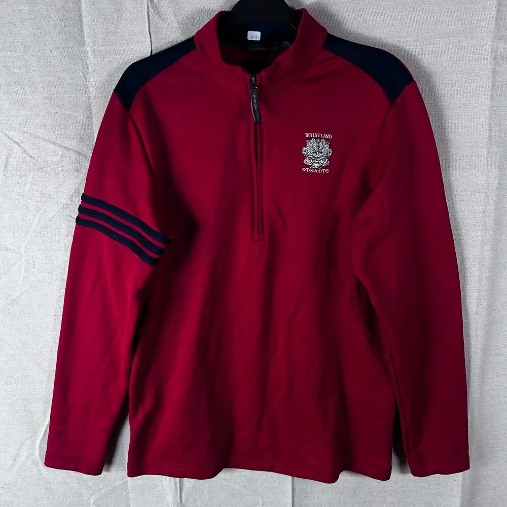 Adidas Whistling Straits Mens Quarter Zip‎ Golf Pullover Red Size Medium